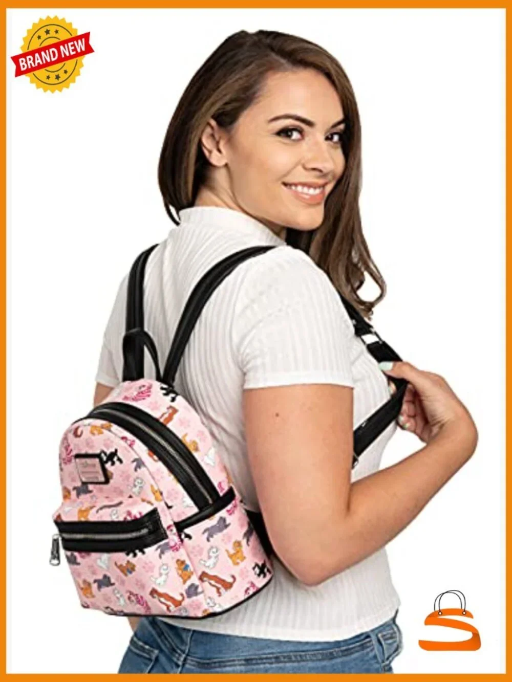 Disney Cats All Over Print Mini Backpack Faux Leather Handbag